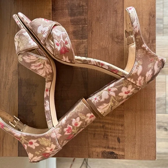 Sam Edelman Orlane Pink Floral Ankle-Strap Block Heel Sandal - Picture 3 of 7